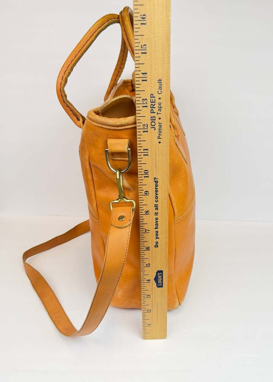 LL Bean Vintage 70s 80s Tan Leather Boat Tote Bag Satchel Brown Top Handle Strap - Picture 7 of 8